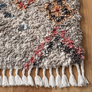 Morocco 985  Power Loomed Polyester Pile Rug Grey / Multi