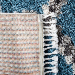 Morocco 987  Power Loomed Polyester Pile Rug Blue / Grey