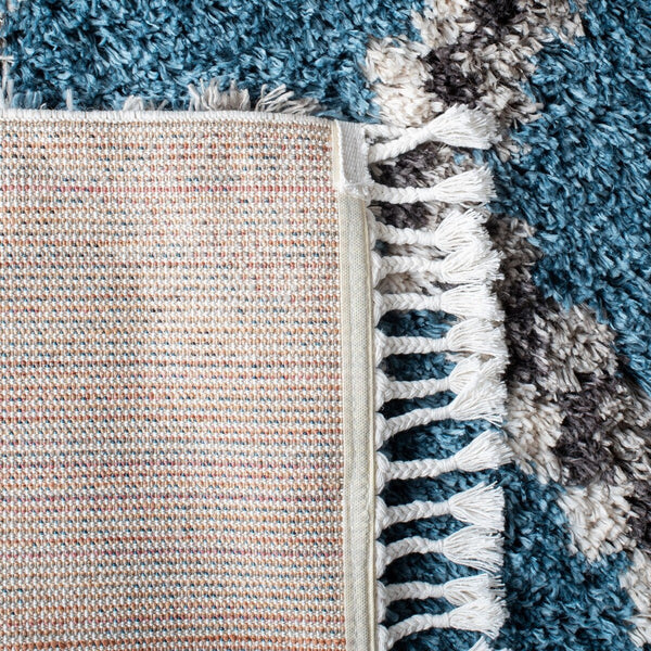 Morocco 987  Power Loomed Polyester Pile Rug Blue / Grey