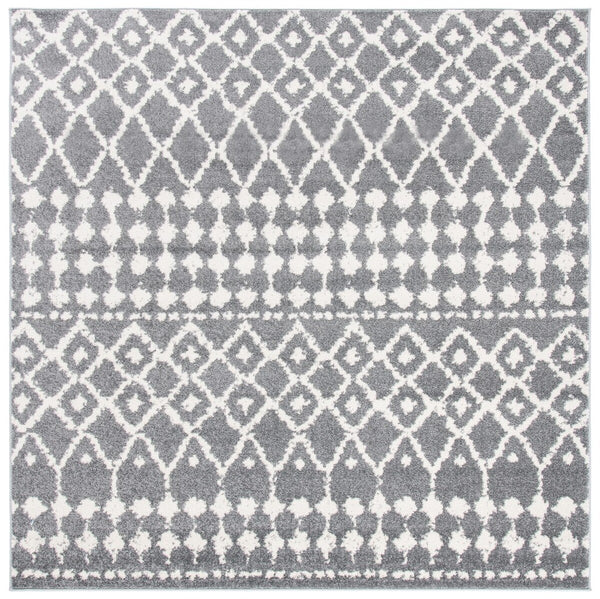 Mercer 400 Mercer 414 Bohemian Power Loomed Polypropylene Pile Rug Grey / Cream