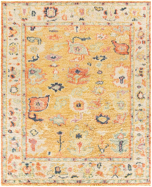 Marrakech MRK-2302 Traditional Wool Rug MRK2302-912 Saffron, Camel, Dark Blue, Lilac, Pale Blue, Coral, Cream 100% Wool 9' x 12'