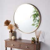 Rinlon Mirror - Elegant Gold Framed Circular Design for Minimalist Decor, 30" Diameter, No Assembly Required