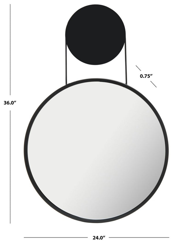 Safavieh Aura, 24 Inch, Matte Black, Iron/Mdf Mirror Matte Black Iron/Pine  MRR3071A