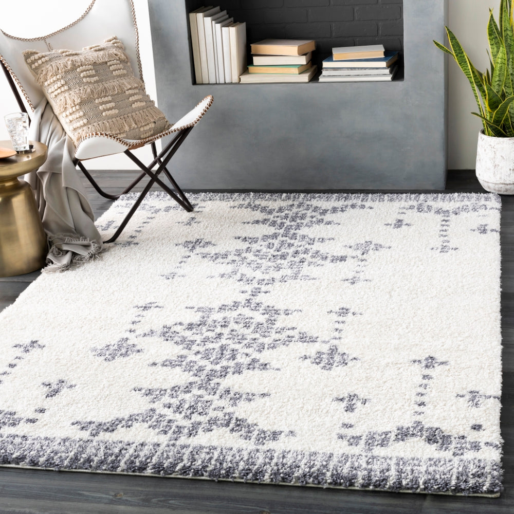 Maroc Shag MRS-2300 Global Polypropylene, Polyester Rug MRS2300-679 Medium Gray, White 76% Polypropylene, 24% Polyester 6'7" x 9'