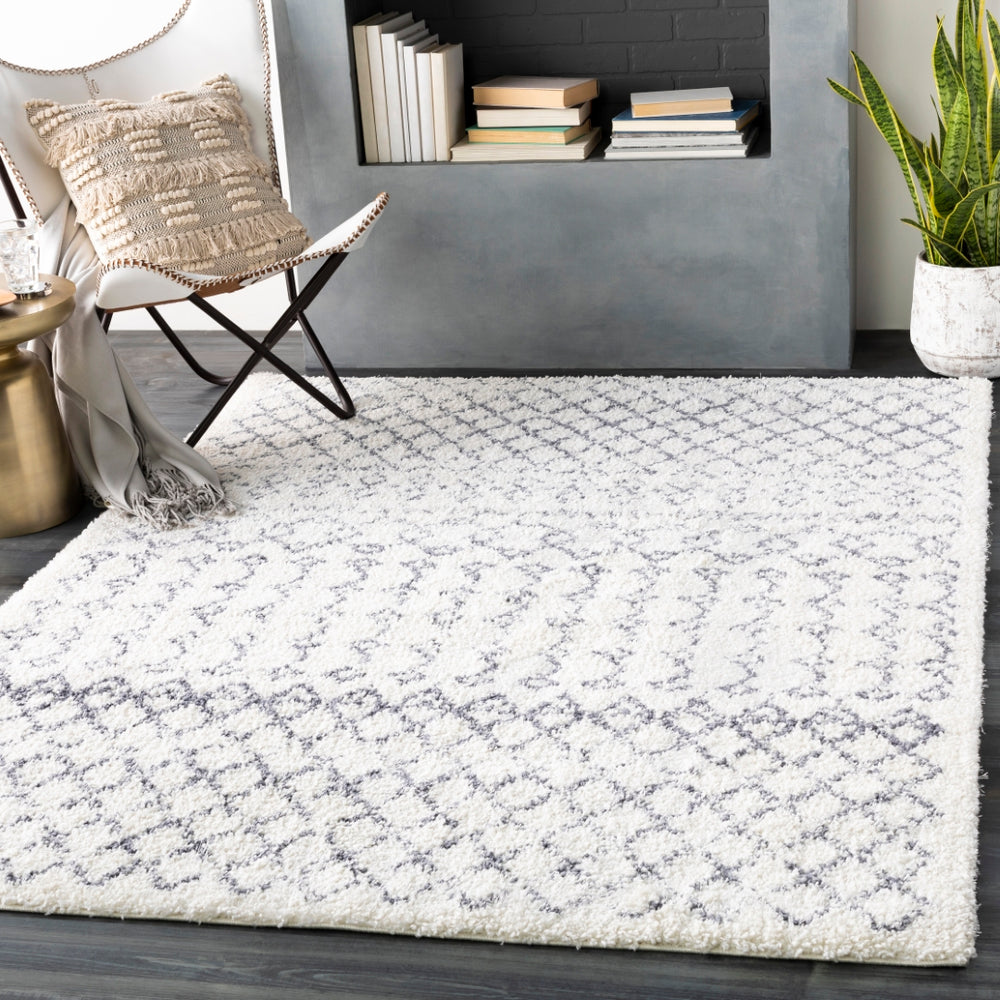 Maroc Shag MRS-2311 Global Polypropylene, Polyester Rug MRS2311-679 Medium Gray, White 76% Polypropylene, 24% Polyester 6'7" x 9'
