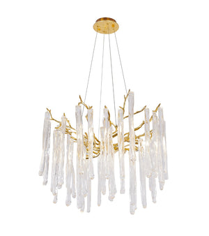 Bethel Soild Brass Chandelier in Aluminum & Glass