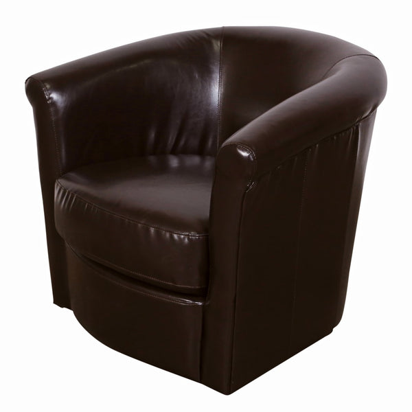 Porter Designs Marvel Contemporary Leather-Look Swivel Accent Chair Contemporary Accent - Swivel Brown 02-201C-06-210