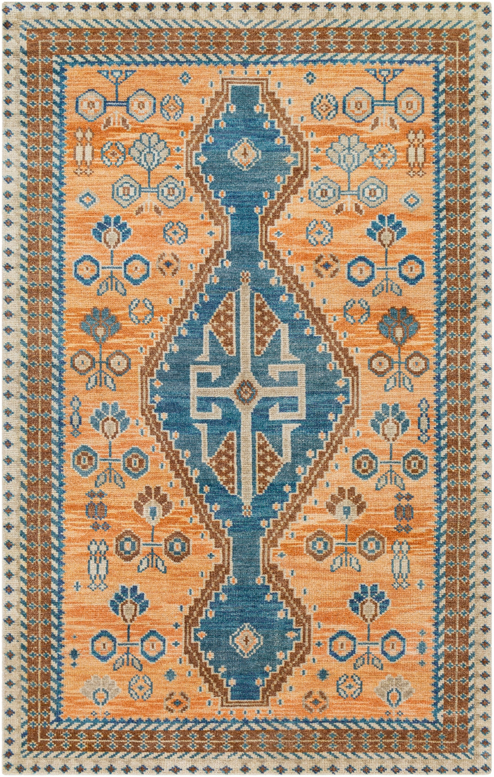 Milas MSL-2302 Traditional Wool, Viscose Rug MSL2302-81012 Terracotta, Cream, Taupe, Dark Brown, Bright Pink, Dark Blue, Denim 70% Wool, 30% Viscose 8'10" x 12'