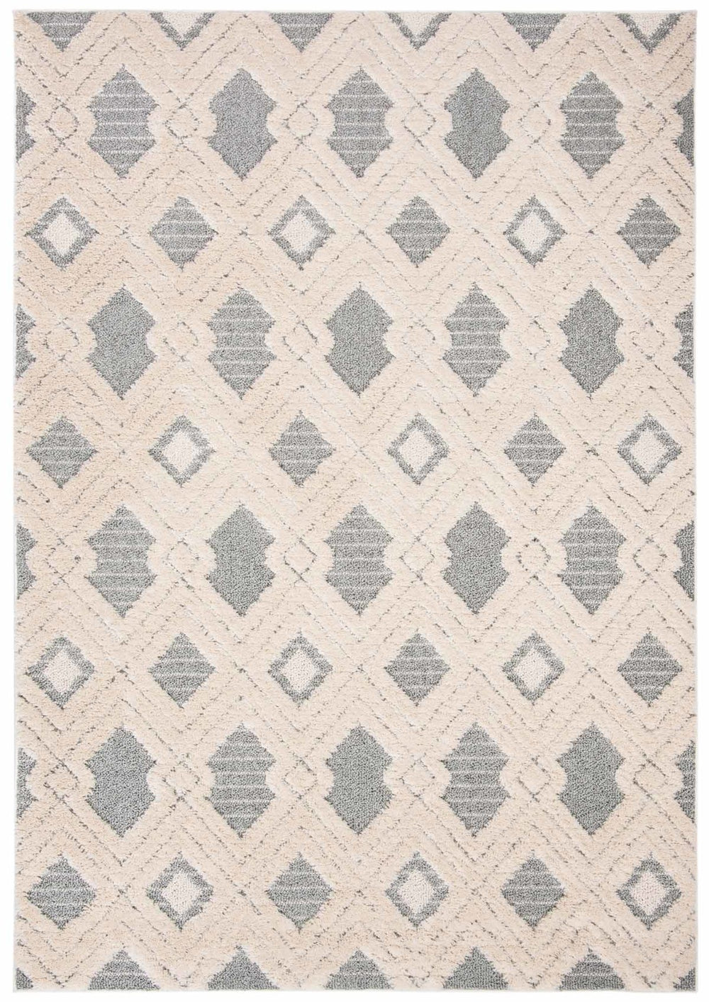 Martha Stewart Lucia Shag Martha Stewart 0728 Shag & Flokati Power Loomed Polypropylene Pile Rug White / Light Grey