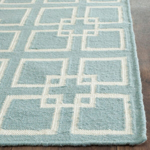 Square Dance Flat Weave Rug - Geometric Wool Dhurrie for Casual and Contemporary Spaces