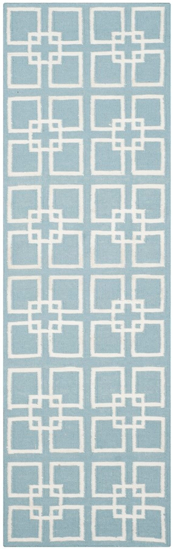 Square Dance Flat Weave Rug - Geometric Wool Dhurrie for Casual and Contemporary Spaces