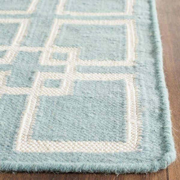 Square Dance Flat Weave Rug - Geometric Wool Dhurrie for Casual and Contemporary Spaces