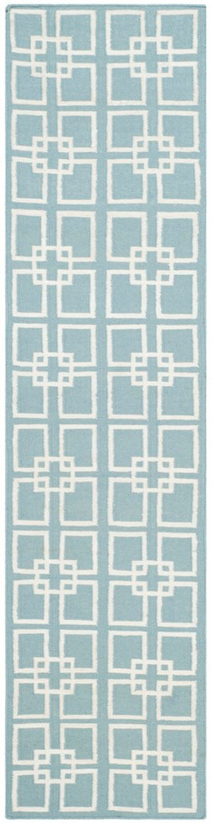 Square Dance Flat Weave Rug - Geometric Wool Dhurrie for Casual and Contemporary Spaces