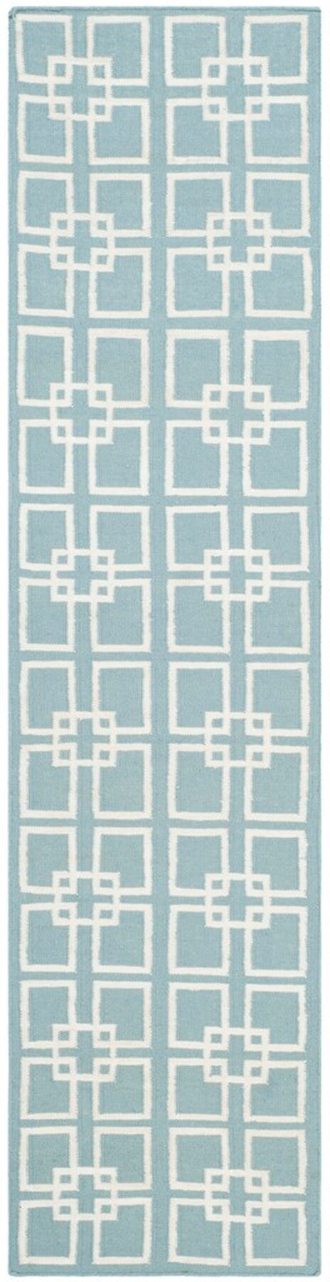 Square Dance Flat Weave Rug - Geometric Wool Dhurrie for Casual and Contemporary Spaces