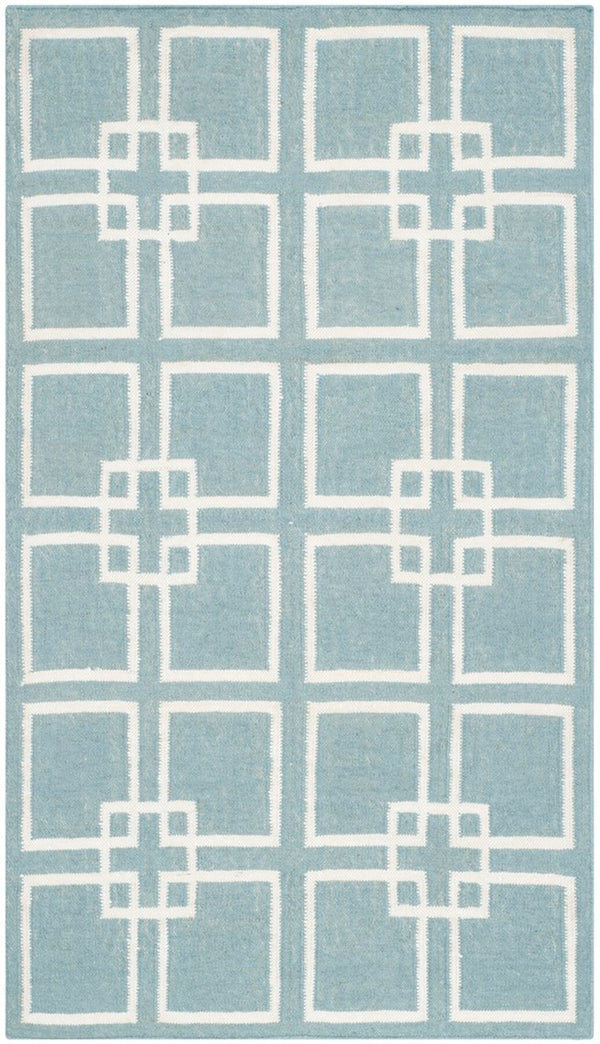 Square Dance Flat Weave Rug - Geometric Wool Dhurrie for Casual and Contemporary Spaces