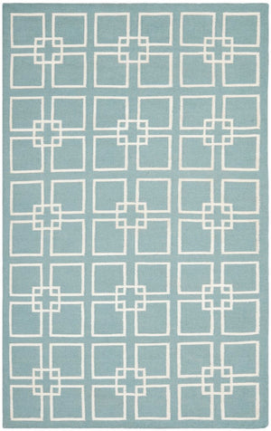 Square Dance Flat Weave Rug - Geometric Wool Dhurrie for Casual and Contemporary Spaces