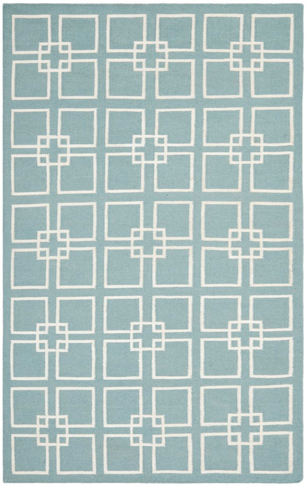 Square Dance Flat Weave Rug - Geometric Wool Dhurrie for Casual and Contemporary Spaces