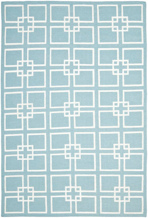 Square Dance Flat Weave Rug - Geometric Wool Dhurrie for Casual and Contemporary Spaces