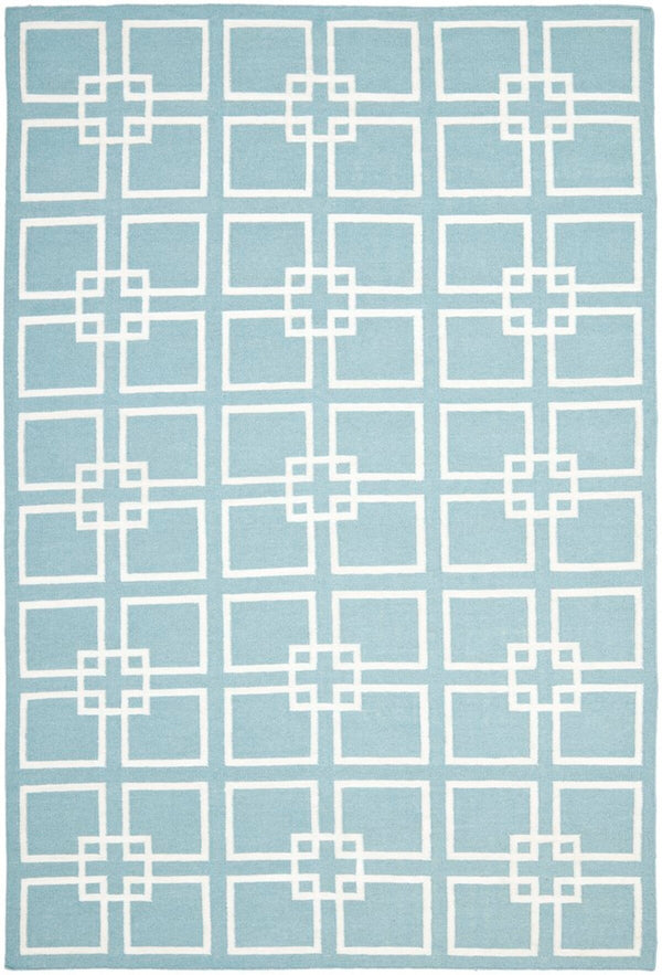 Square Dance Flat Weave Rug - Geometric Wool Dhurrie for Casual and Contemporary Spaces