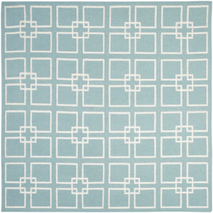 Square Dance Flat Weave Rug - Geometric Wool Dhurrie for Casual and Contemporary Spaces