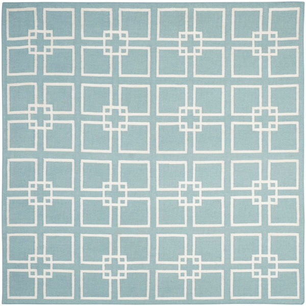 Square Dance Flat Weave Rug - Geometric Wool Dhurrie for Casual and Contemporary Spaces