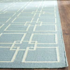Square Dance Flat Weave Rug - Geometric Wool Dhurrie for Casual and Contemporary Spaces