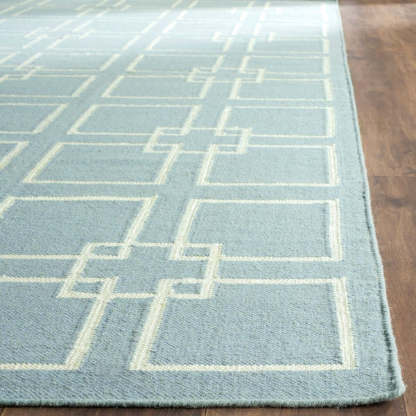 Square Dance Flat Weave Rug - Geometric Wool Dhurrie for Casual and Contemporary Spaces