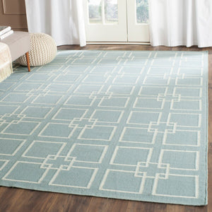 Square Dance Flat Weave Rug - Geometric Wool Dhurrie for Casual and Contemporary Spaces