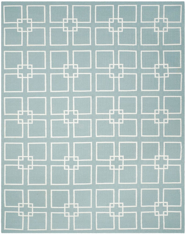 Square Dance Flat Weave Rug - Geometric Wool Dhurrie for Casual and Contemporary Spaces