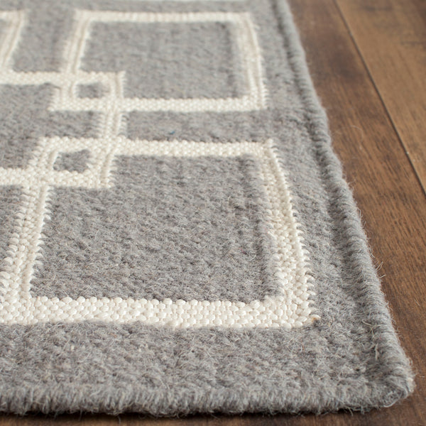Square Dance Flat Weave Rug - Geometric Wool Dhurrie for Casual and Contemporary Spaces