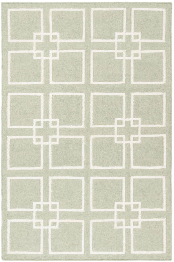 Martha Stewart Square Dance  Flat Weave 60% Wool, 20% Silk, 20% Cotton Rug Fennel Seed Grn