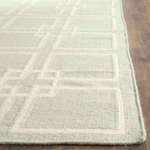 Martha Stewart Square Dance  Flat Weave 60% Wool, 20% Silk, 20% Cotton Rug Fennel Seed Grn
