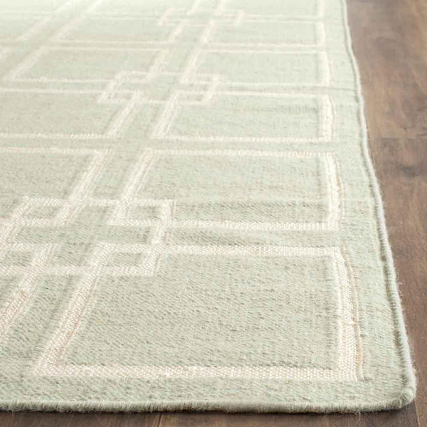 Martha Stewart Square Dance  Flat Weave 60% Wool, 20% Silk, 20% Cotton Rug Fennel Seed Grn