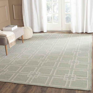 Martha Stewart Square Dance  Flat Weave 60% Wool, 20% Silk, 20% Cotton Rug Fennel Seed Grn