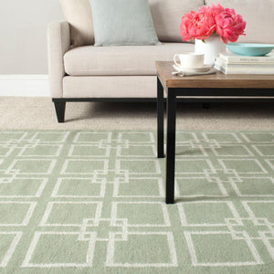 Martha Stewart Square Dance  Flat Weave 60% Wool, 20% Silk, 20% Cotton Rug Fennel Seed Grn