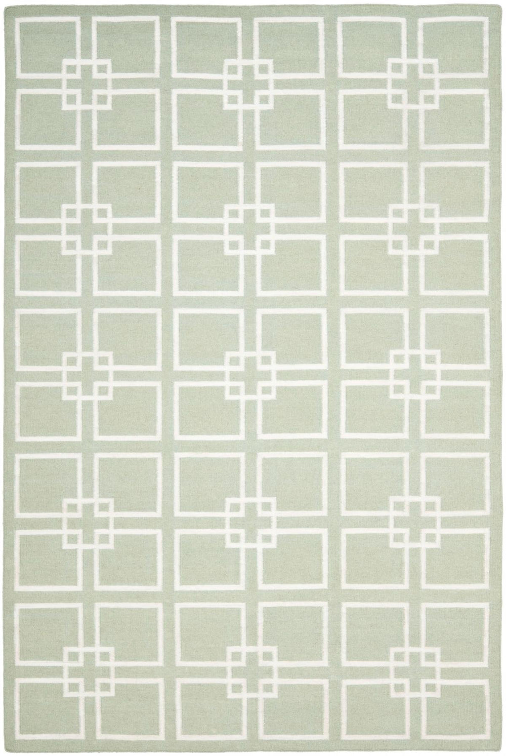 Martha Stewart Square Dance  Flat Weave 60% Wool, 20% Silk, 20% Cotton Rug Fennel Seed Grn