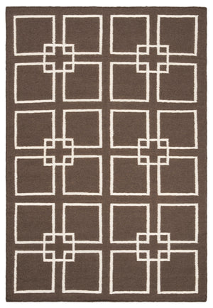 Martha Stewart Square Dance  Flat Weave 60% Wool, 20% Silk, 20% Cotton Rug Tilled Soil Brn