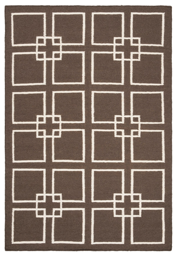 Martha Stewart Square Dance  Flat Weave 60% Wool, 20% Silk, 20% Cotton Rug Tilled Soil Brn