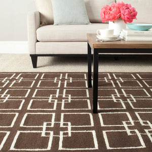 Martha Stewart Square Dance  Flat Weave 60% Wool, 20% Silk, 20% Cotton Rug Tilled Soil Brn