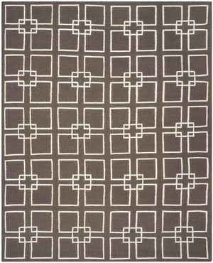 Martha Stewart Square Dance  Flat Weave 60% Wool, 20% Silk, 20% Cotton Rug Tilled Soil Brn