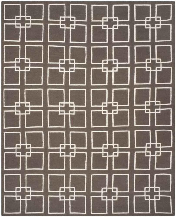 Martha Stewart Square Dance  Flat Weave 60% Wool, 20% Silk, 20% Cotton Rug Tilled Soil Brn