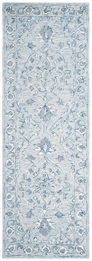 Martha Stewart 3370 Traditional Hand Woven Wool Rug Light Blue / Ivory