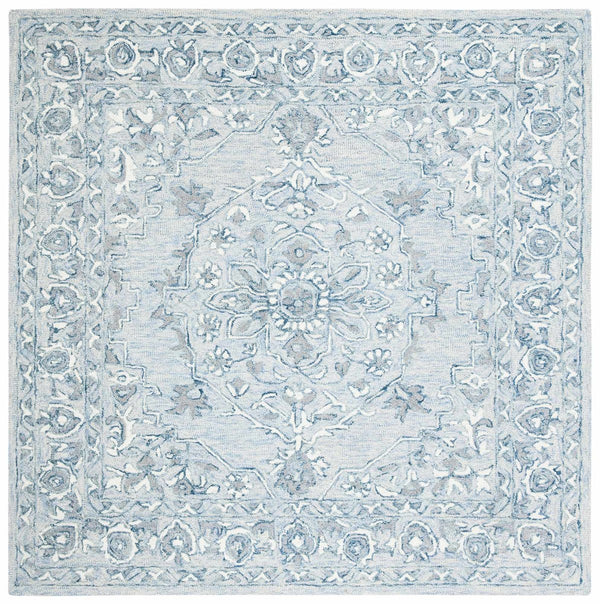 Martha Stewart 3370 Traditional Hand Woven Wool Rug Light Blue / Ivory