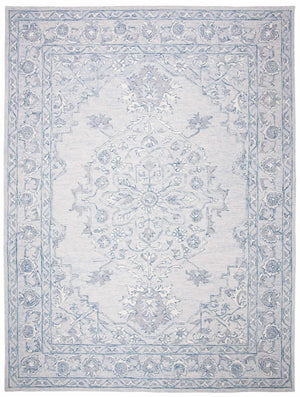 Martha Stewart 3370 Traditional Hand Woven Wool Rug Light Blue / Ivory