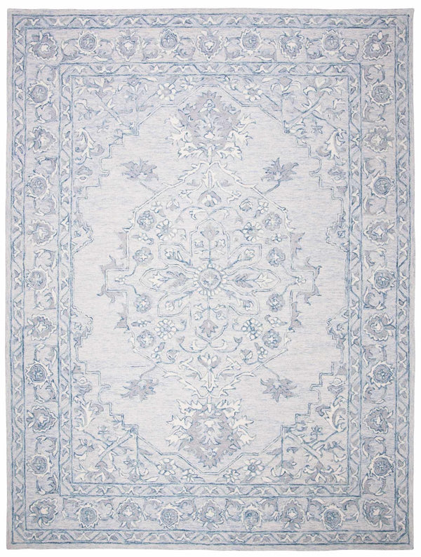 Martha Stewart 3370 Traditional Hand Woven Wool Rug Light Blue / Ivory
