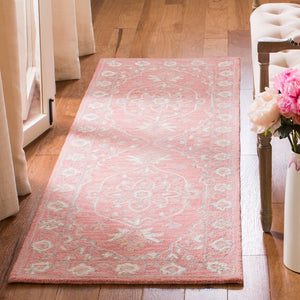 Martha Stewart 3370 Traditional Hand Woven Wool Rug Pink / Ivory