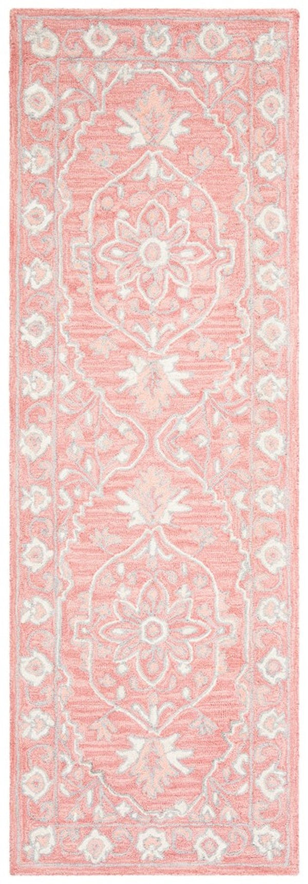 Martha Stewart 3370 Traditional Hand Woven Wool Rug Pink / Ivory
