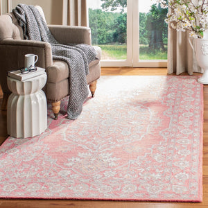 Martha Stewart 3370 Traditional Hand Woven Wool Rug Pink / Ivory