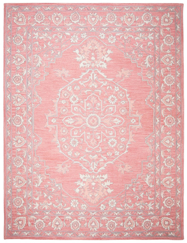 Martha Stewart 3370 Traditional Hand Woven Wool Rug Pink / Ivory