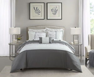 Ava Grey Queen 8pc Comforter Set